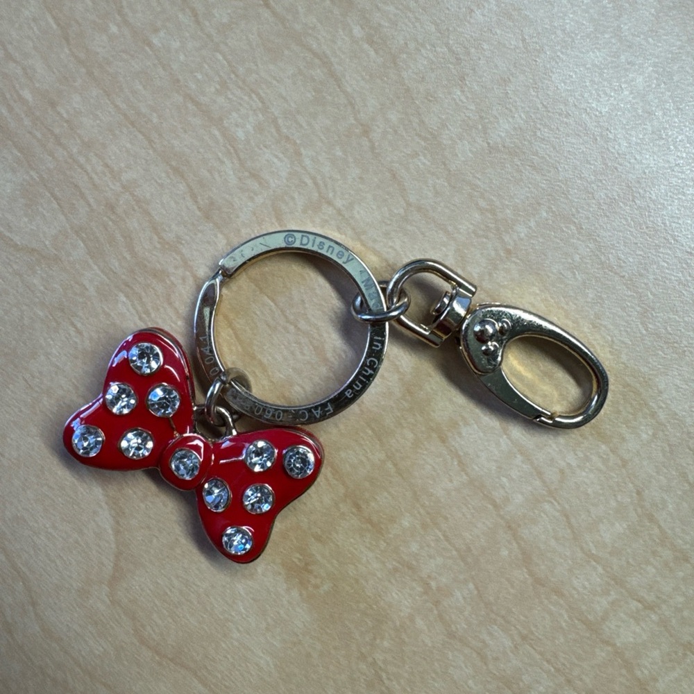 Disney Red Bow Keychain with Sparkling Accents